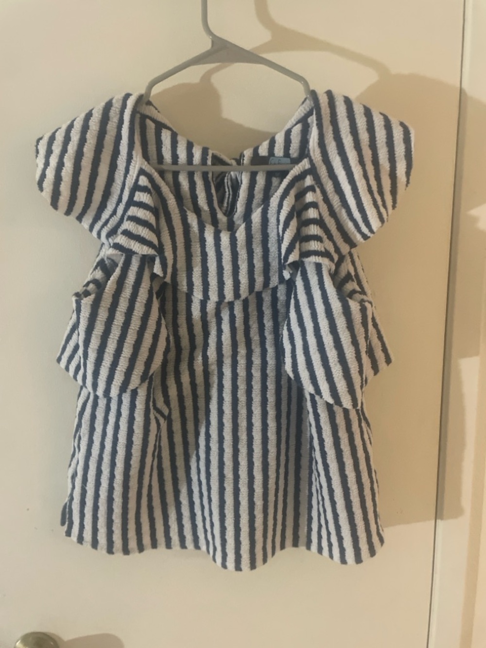 Anthropologie Eva Franco Keely Striped Ruffle Top Petite Small - Picture 4 of 8
